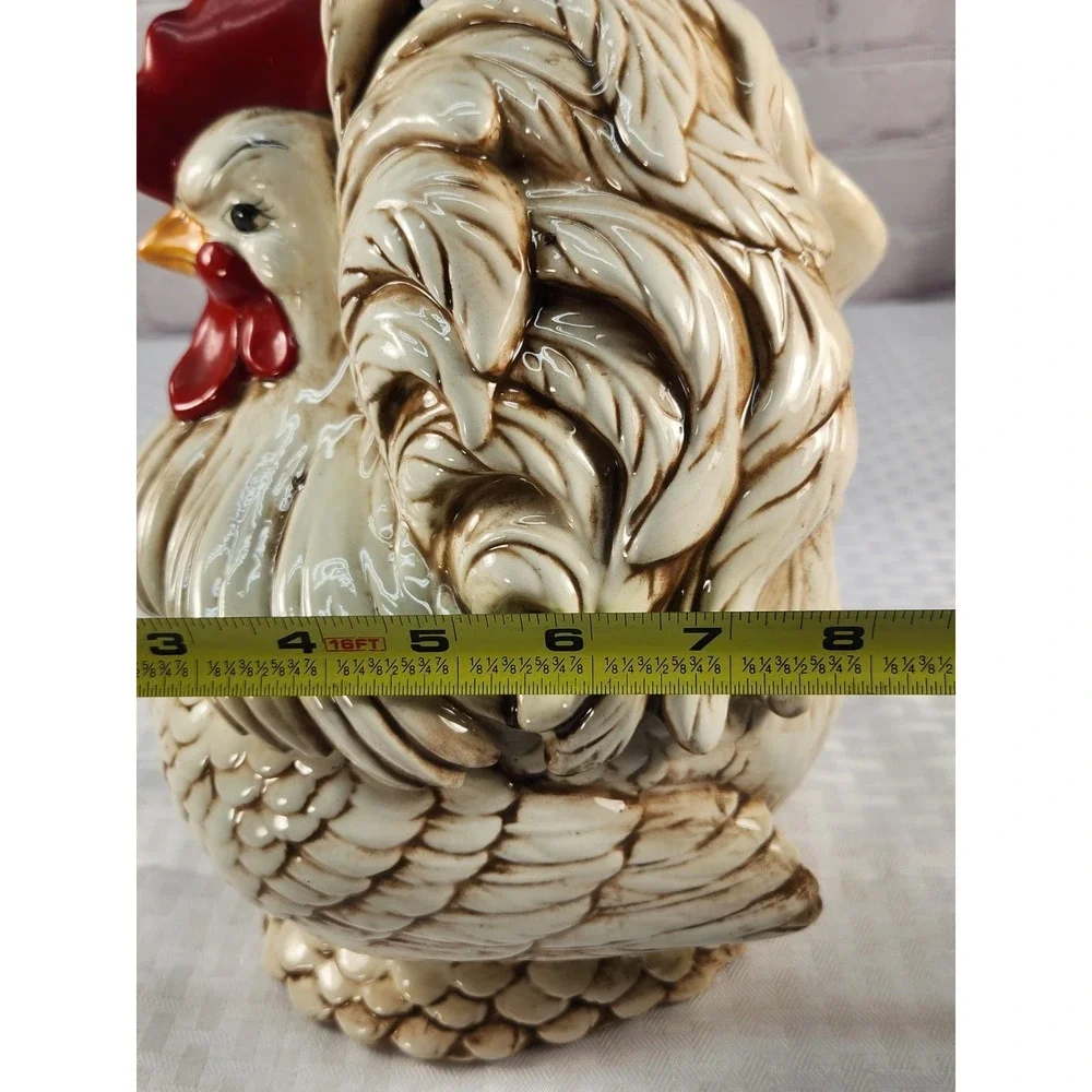 Georgous 1966 Lg Hand Painted Atlantic Mold Ceramic Rooster Chicken Cookie Jar